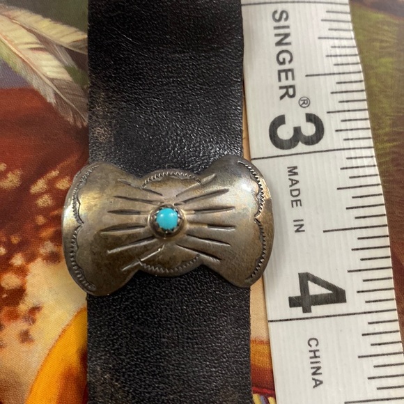 🌹Stunning Vtg Navajo 13 pc Sterling Silver & Turquoise Concho Leather Belt~MINT - Picture 9 of 16